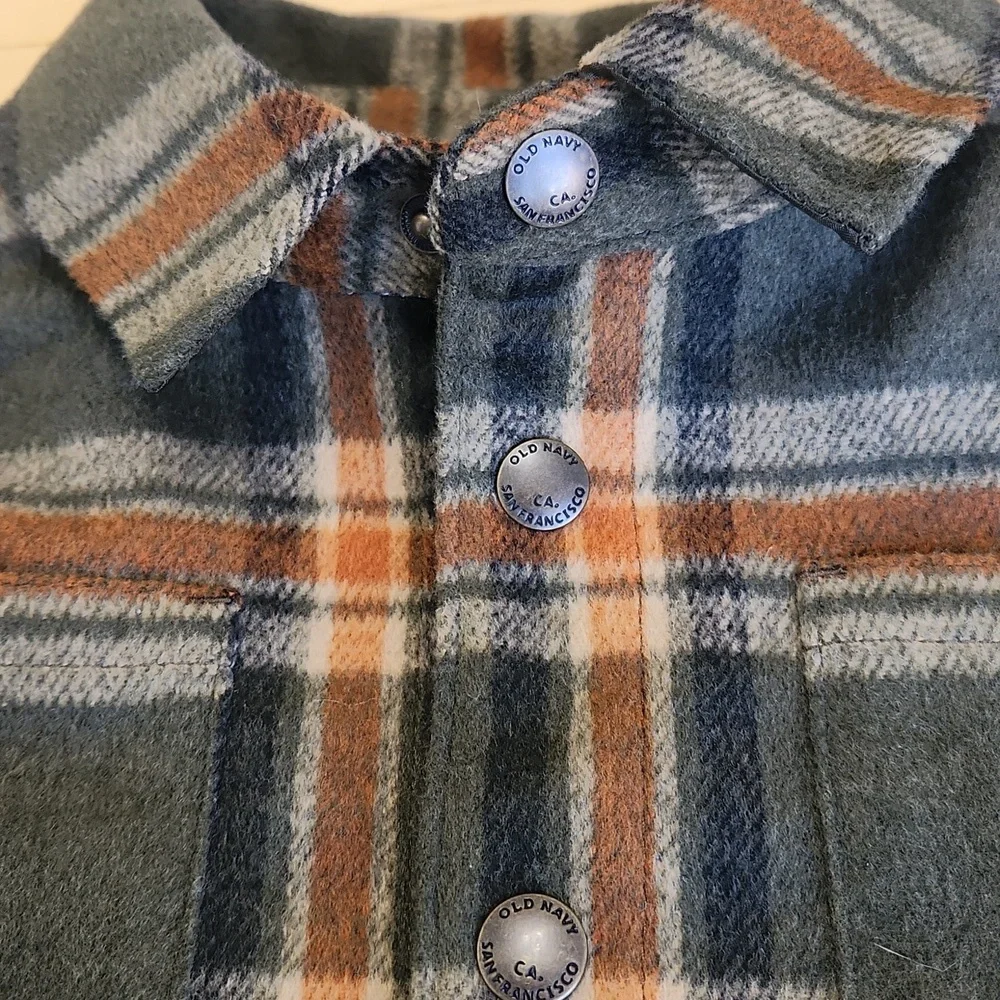 Old Navy Toddler Sherpa Lined Plaid Jacket Shirt Snap Buttons Pockets 4T